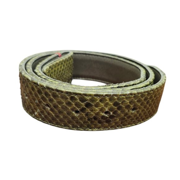 Claris Virot Baby Belt Khaki Python Leather Snap Belt Buckle Not Included - Picture 4 of 14